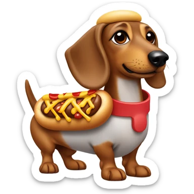 Dachshund with hotdog costume sticker