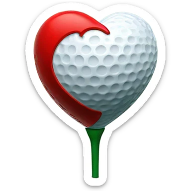 Golf ball in shape of a heart sticker