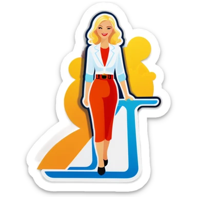 Blonde thin woman on a cruise ship  sticker