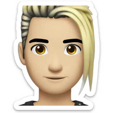 Bill Kaulitz black hair down with blonde highlights emo sticker