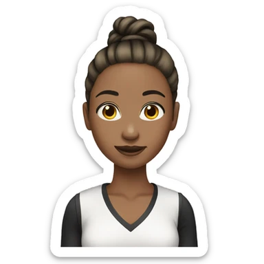 girl light tone skin black slim ponytail sticker