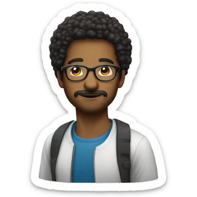 hispanic afro man glasses sticker