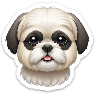 Old white Shih Tzu with black ears and black eyes sticker