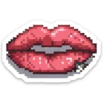 lipstick lip mark, pixel art style sticker