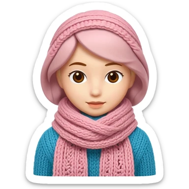 A 3D cartoon wool scarf with visible knitted stitches and gentle folds, warm colors, soft lighting, Memoji-style. sticker