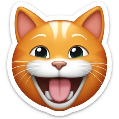 orange cat laughing with tears coming out sticker