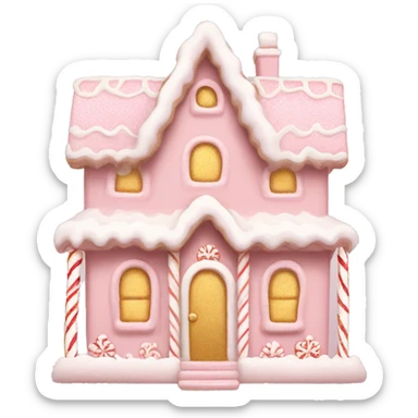 light pink and gold and white gingerbread house sticker
