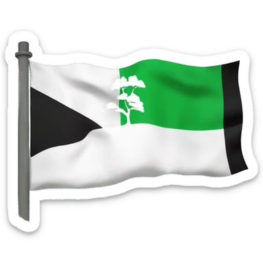 drapeau separé en deux blanc en haut et vert en bah avec un arbre noir au milieu sticker