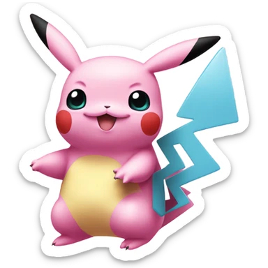 Pink pikachu with pink squirtle sticker