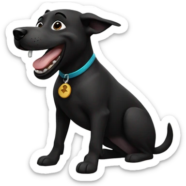 laughing black healer dog sticker