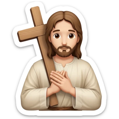 Jesus hands praying with cross symbol, spiritual sticker