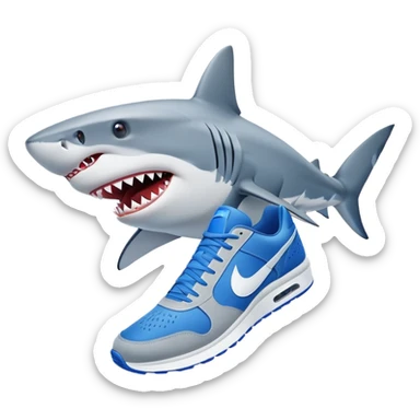 Tiburon con zapatillas celestes nike sticker