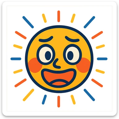expressive face projecting feelings with radiating lines and vibrant colors sticker