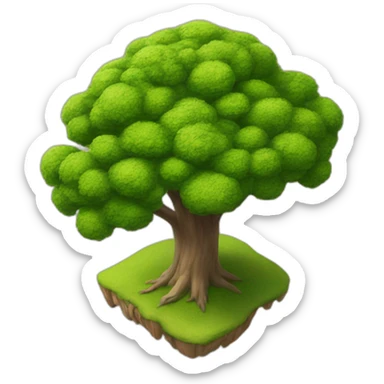 Tree as seen from the sky, looked down from the top, simplified and photorrealistic sticker