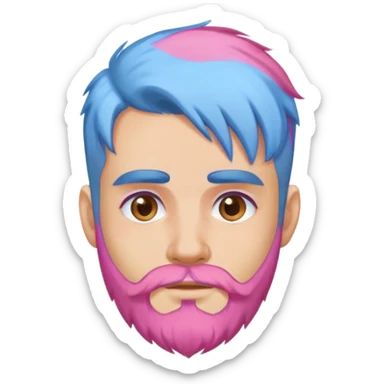 a man with a pink beard and a blue hair  sticker