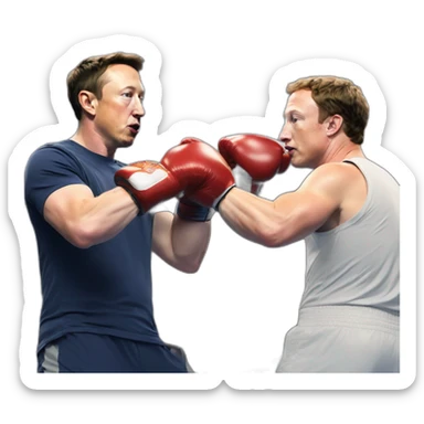 elon musk & mark zuckerberg boxing - elon musk knocked out sticker