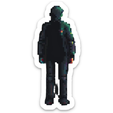 pixel art person silhouette, minimalist human shape sticker