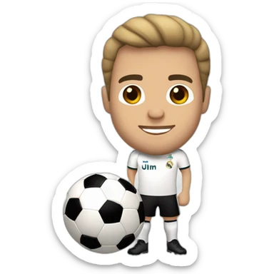 Hombre sin cabello con perilla jugando fútbol con el real madrid sticker