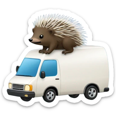 Porcupine driving a van  sticker