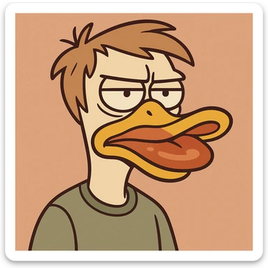 duck face, cartoon style, exaggerated lips sticker