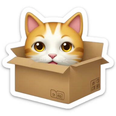 Un chat qui se cache dans une boîte sticker
