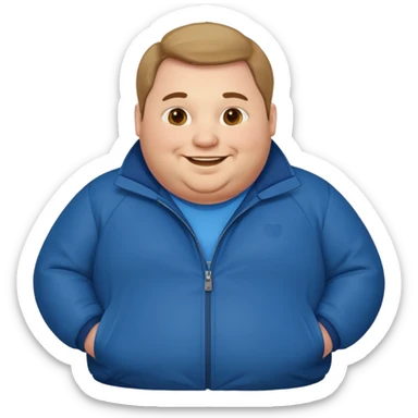 fat man wearing blue jacket sticker