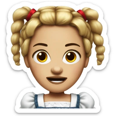 1 Scary angry Annabelle doll with red pigtails  sticker