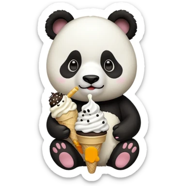 Panda eating ice cream with gun sticker