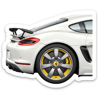 Matte White colored exterior 2024 Porsche 718 Cayman GTS 4.0 with yellow ceramic brake calipers and dark silver anthracite rims sticker