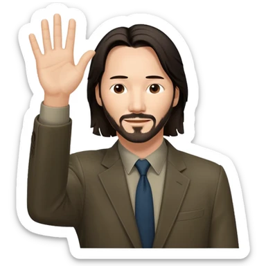 Keanu Reeves raising his hand up sticker