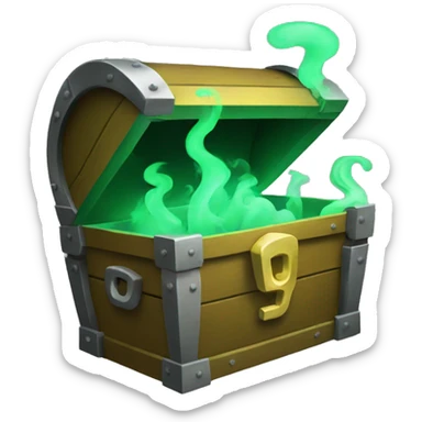 open Green treasure chest with green smoke coming out sticker