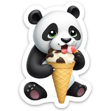Panda eating ice cream sticker