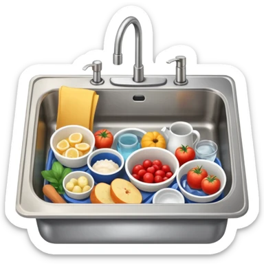 Kitchen sink with dirty dishes sticker