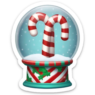 Candy cane snow globe sticker
