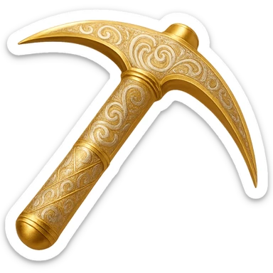 Recolor this weapon to a plated gold color with ornate engravings inlaid with silver. The gold should be rich and metallic, and the engravings should have a bright, reflective silver finish. Transparent background. sticker