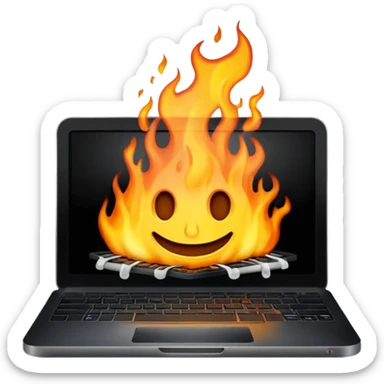 burning laptop sticker