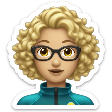 scuba diving blonde curly haired girl sticker