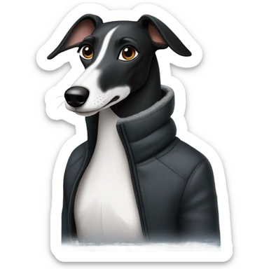 Black greyhound in winter jacket sticker
