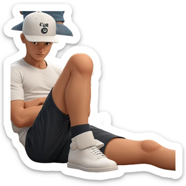 sitting boy in white shirt sticker