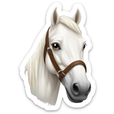 vanilla white horse with brown saddle on sticker