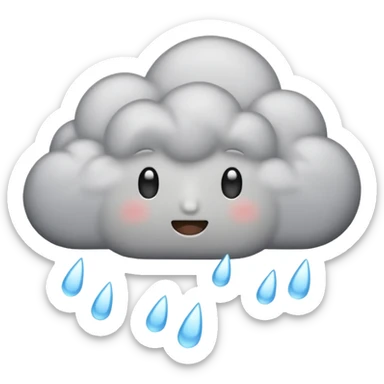 emoji of grey cloud is raining, withou faces sticker