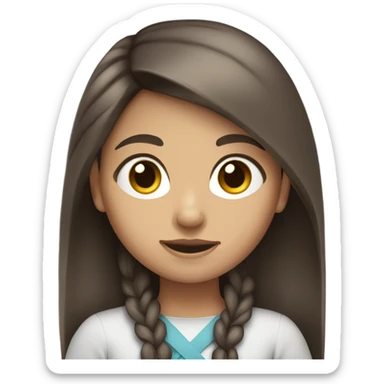 girl with long dark brown hair and eyes with light skin sitting down sticker