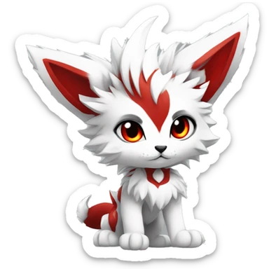 Anthro-Edgy-Cool-White-Red-Contrast-Colors-Fantasy-Fur-Sona-Chibi-Shiny-Fakémon-Hybrid full body sticker