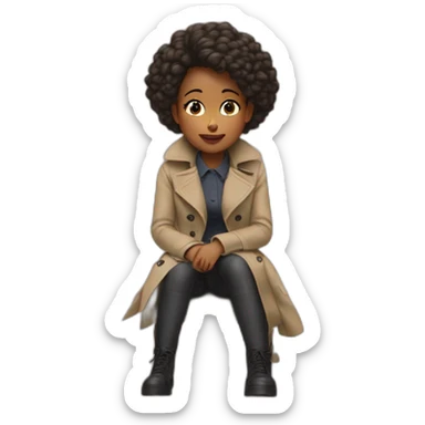 One girl sit on thé shoulders of anoteher girl and wearing one trench coat pretending to bé one person sticker