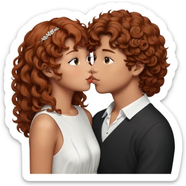 V de BTS qui fait un bisous a une fille avec des cheveux bouclé un peu rouge sticker