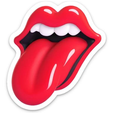 Rolling Stones tongue logo, glossy effect, 3D look, shiny highlights sticker