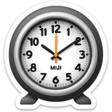 A 3D cartoon clock showing a few minutes before twelve, clean minimal background, Memoji-style. sticker