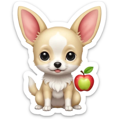 Apple head white Chihuahua with black dots. Big ears and big eyes. Full body sticker