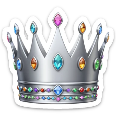 silver feminine crown with rainbow gemstones sticker