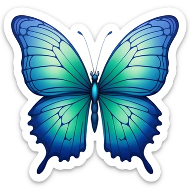 Gradient iridescent indigo blue cyan green butterfly sticker